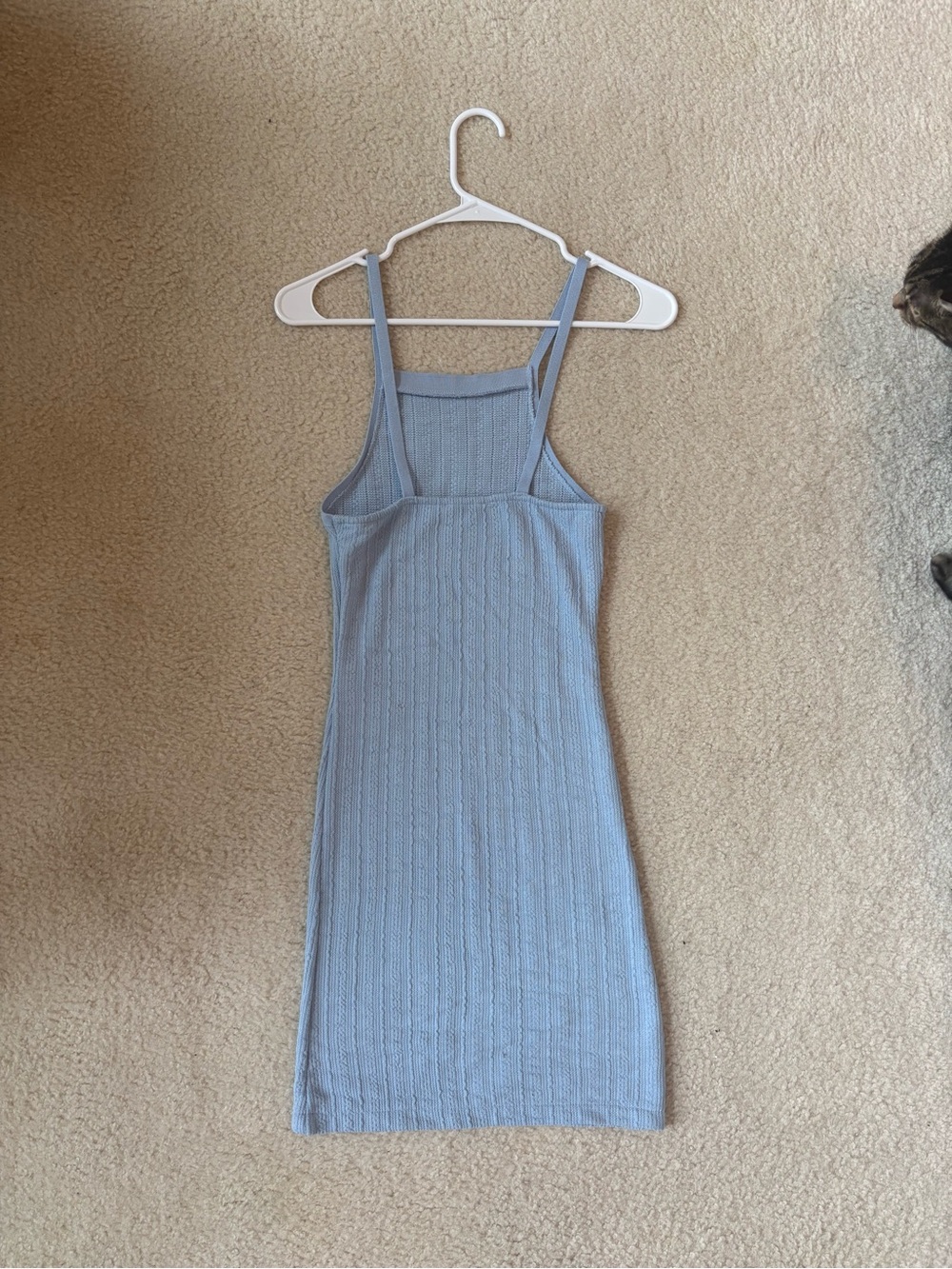 Zara Light Blue Ribbed Mini Tank Dress - Picture 4 of 4